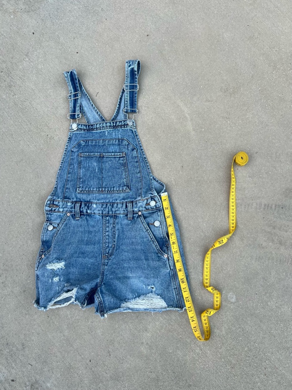 Wild Fable Y2K Light Blue Wash Distressed Denim Cutoff Overalls - Picture 7 of 10